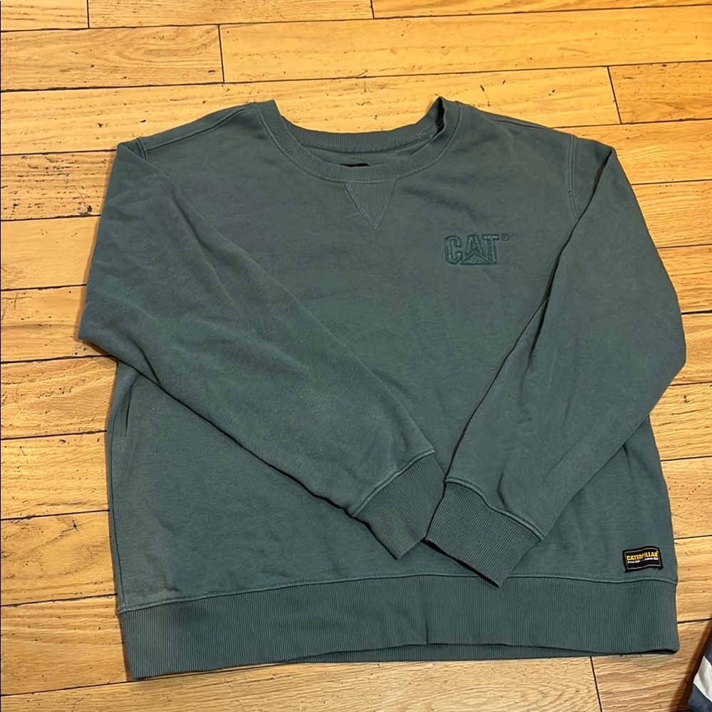 Caterpillar Green Crewneck Sweater with Classic Fit